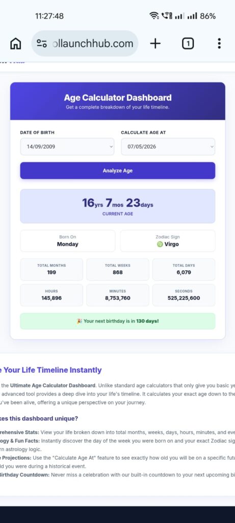 Online Age Calculator Tool Launch Hub