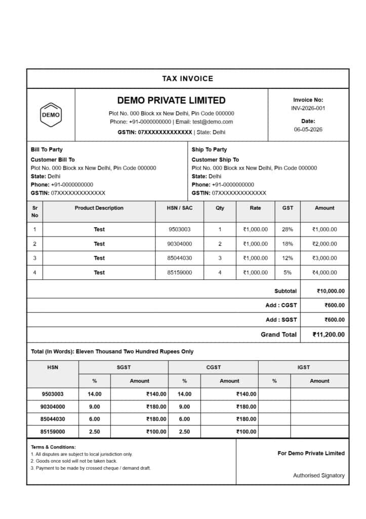 Free GST Invoice Generator Tool